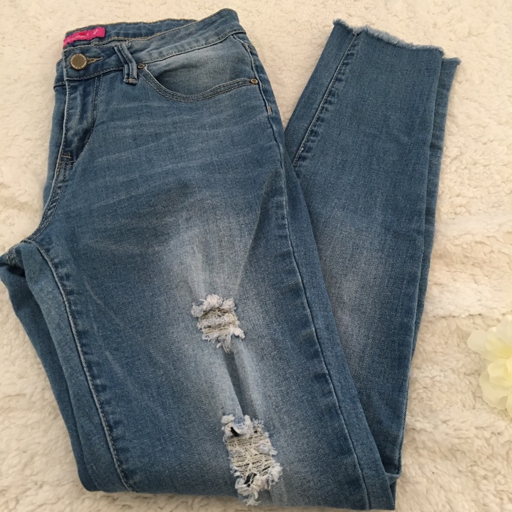 Ripped blue jeans
